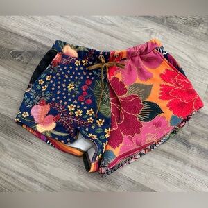 FARM Rio Multicolor Floral High-Waist Shorts - Navy, Pink, Orange, Red
